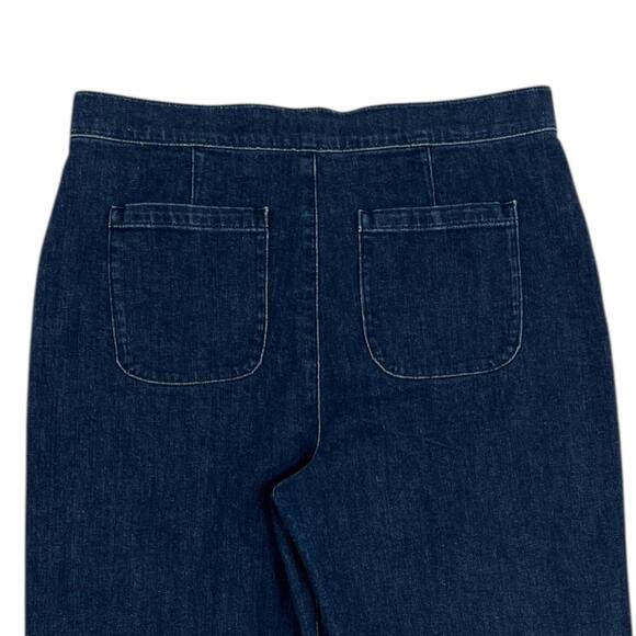 Ann Taylor Jeans Womens 14 Blue High Rise Wide Leg Sailor Button Stretch Denim - Picture 8 of 11